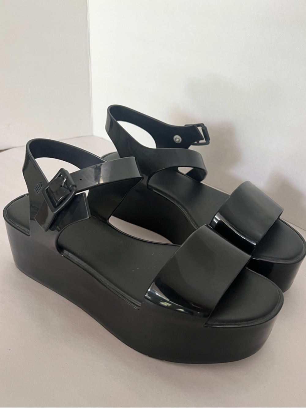 Melissa Mar Platform Sandals Black Jelly Chunky Size 9